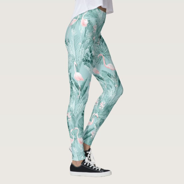 Flamingo Orchid Tropical Pattern Aquamarin ID868 Leggings (Rechts)