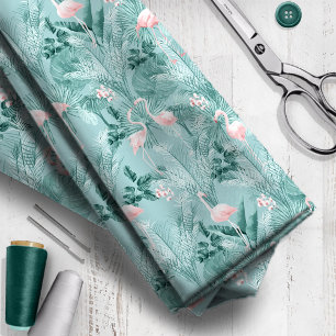 Flamingo Orchid Tropical Pattern Aquamarin ID868 Stoff