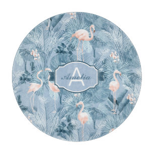 Flamingo Orchid Tropical Pattern Blue ID868 Schneidebrett