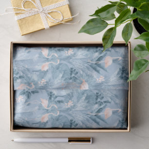 Flamingo Orchid Tropical Pattern Blue ID868 Seidenpapier