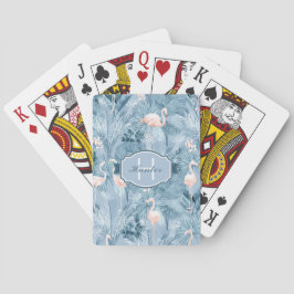 Flamingo Orchid Tropical Pattern Blue ID868 Spielkarten