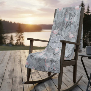 Flamingo Orchid Tropical Pattern Gray ID868 Fleecedecke