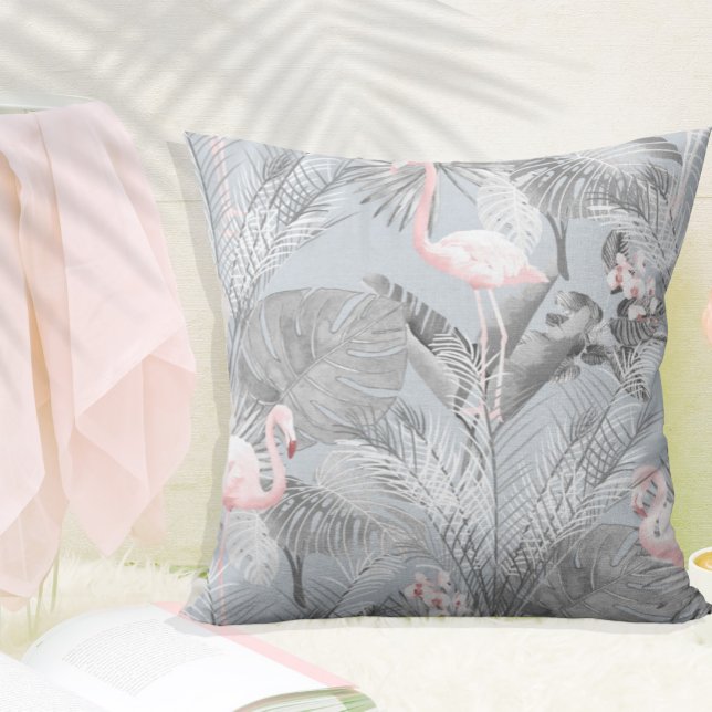 Flamingo Orchid Tropical Pattern Gray ID868 Kissen (Von Creator hochgeladen)
