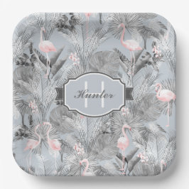 Flamingo Orchid Tropical Pattern Gray ID868 Pappteller
