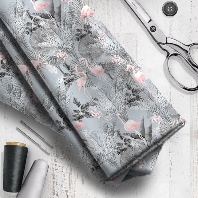 Flamingo Orchid Tropical Pattern Gray ID868 Stoff (Von Creator hochgeladen)