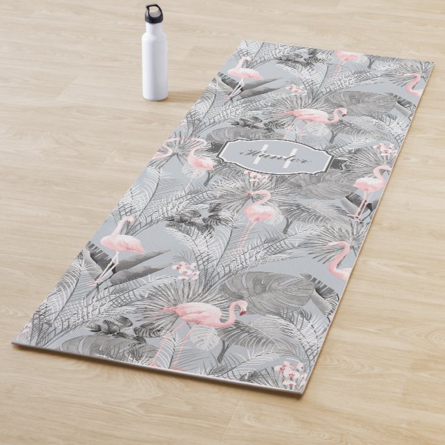 Flamingo Orchid Tropical Pattern Gray ID868 Yogamatte (Beispiel)