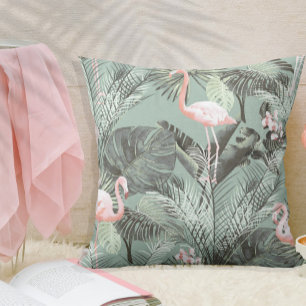 Flamingo Orchid Tropical Pattern Sage ID868 Kissen