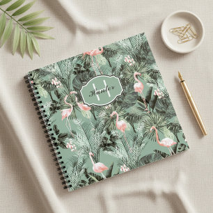 Flamingo Orchid Tropical Pattern Sage ID868 Notizbuch