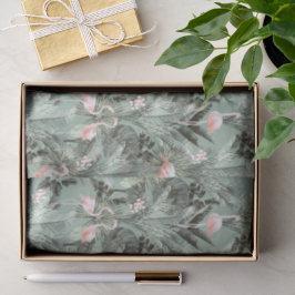 Flamingo Orchid Tropical Pattern Sage ID868 Seidenpapier