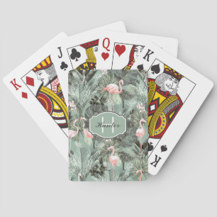 Flamingo Orchid Tropical Pattern Sage ID868 Spielkarten