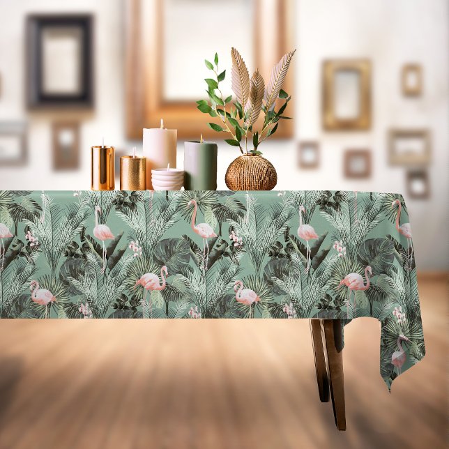 Flamingo Orchid Tropical Pattern Sage ID868 Tischdecke (Von Creator hochgeladen)