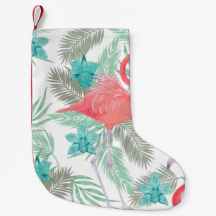 Flamingo, Orchidee: romantisches Vintages Muster. Kleiner Weihnachtsstrumpf