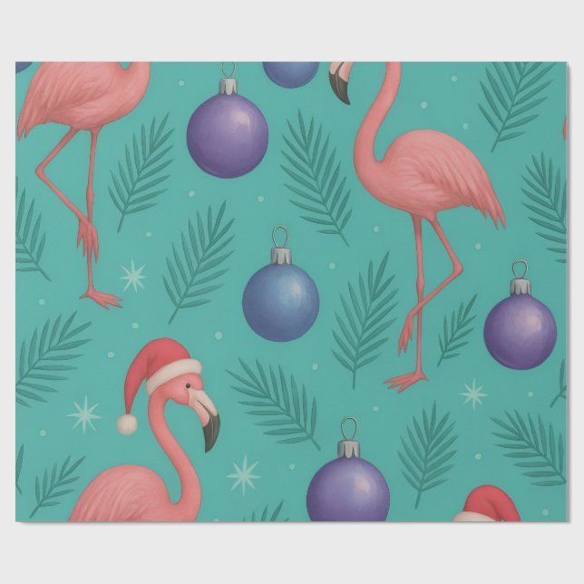 Flamingo Ornament Geschenkpapier (Flach)