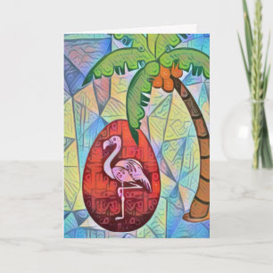 Flamingo Ostereier und Palm Tree Beach Ostern Feiertagskarte