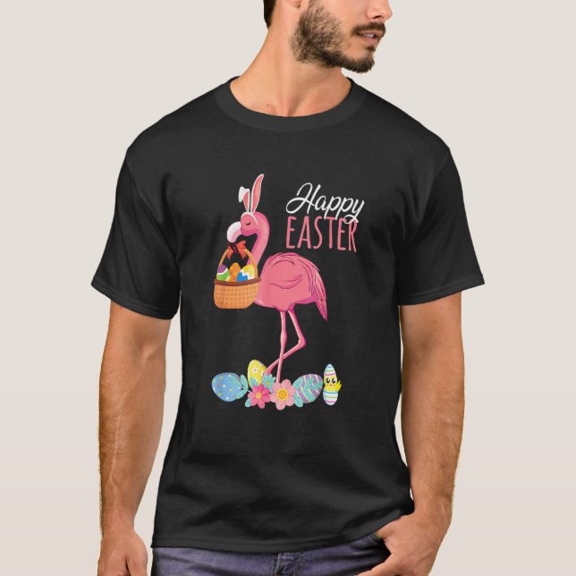 Flamingo Ostertag Bunny OhrKostüm mit Ostern T-Shirt (Vorderseite)