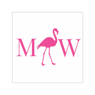 Flamingo-Paar-Hochzeit 2 Initialen-Monogramm Permastempel