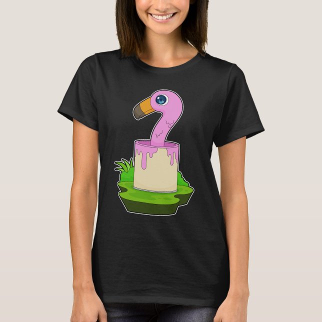 Flamingo Painter Paint-Eimer Gemälde T-Shirt (Vorderseite)