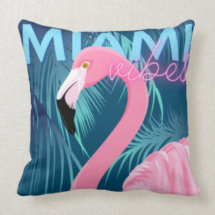 Flamingo & Palm Blätter Miami Vibes Art Deco Kissen