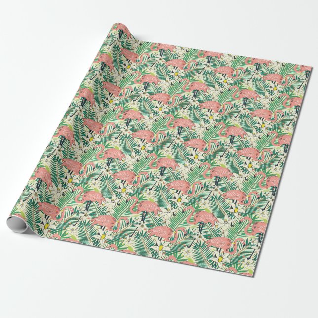 Flamingo Palm Blätter: Tropisch Vintag Geschenkpapier (Ungerollt)