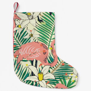 Flamingo Palm Blätter: Tropisch Vintag Kleiner Weihnachtsstrumpf