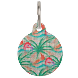 Flamingo Palm Tree Burlap Look Tiermarke