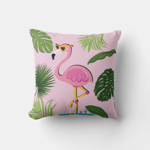 Flamingo Palm Verlasse tropisches Design Kissen