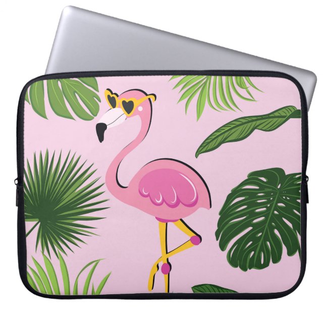 Flamingo Palm Verlasse tropisches Design Laptopschutzhülle (Vorderseite)