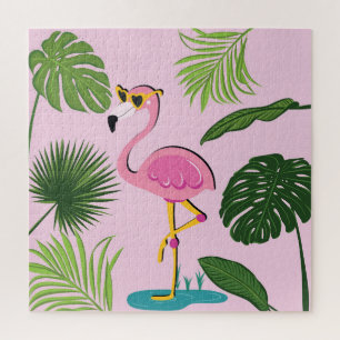 Flamingo Palm Verlasse tropisches Design Puzzle