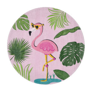 Flamingo Palm Verlasse tropisches Design Schneidebrett