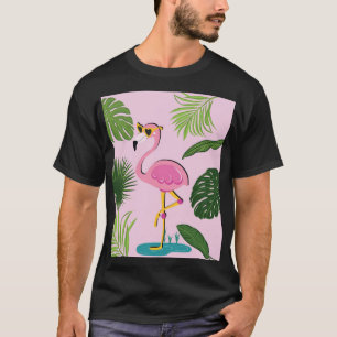 Flamingo Palm Verlasse tropisches Design T-Shirt