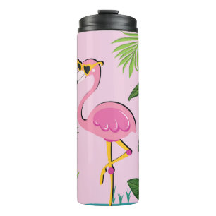 Flamingo Palm Verlasse tropisches Design Thermosbecher