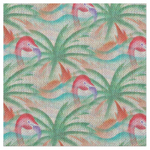 Flamingo-Palme-Leinwand-Blick Stoff