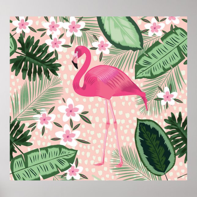 Flamingo, Palmen, Küchendesign Poster (Vorne)
