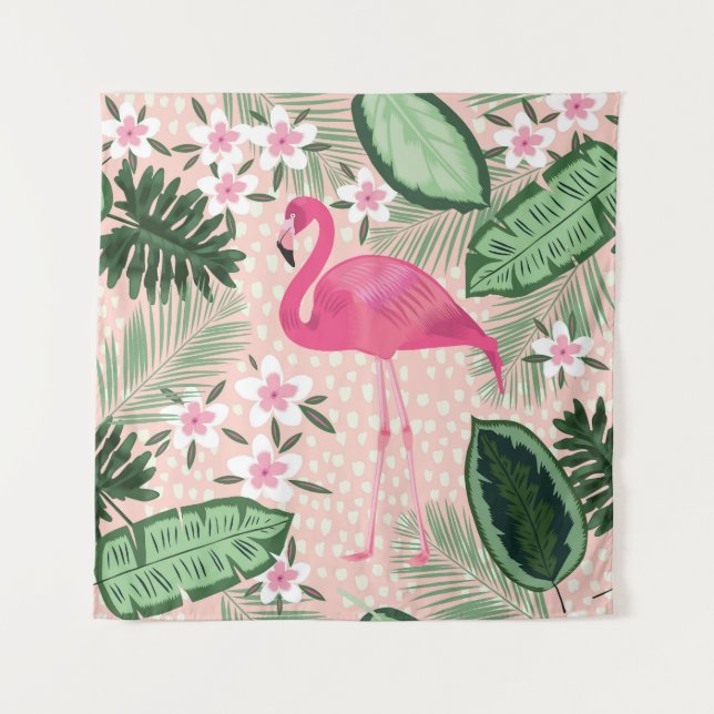 Flamingo, Palmen, Küchendesign Wandteppich (Vorderseite)