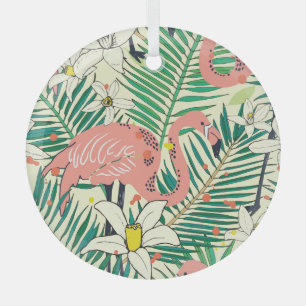 Flamingo-Palmenblätter: Tropischer Vintage-Stil Ornament Aus Glas