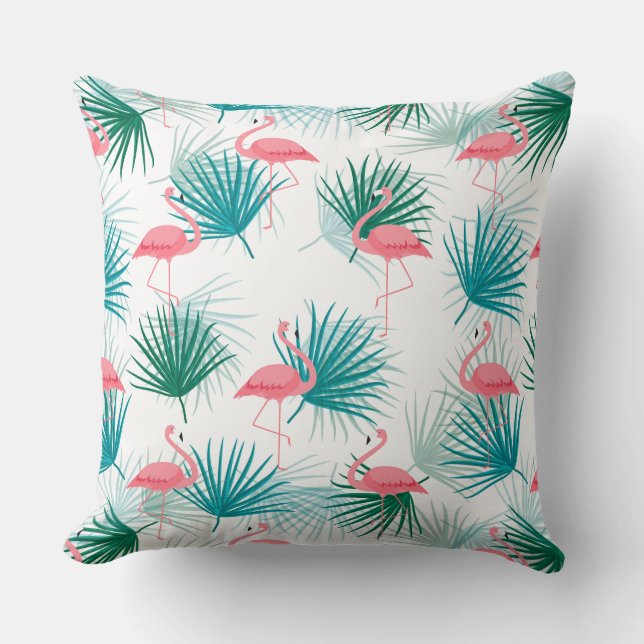 Flamingo Palms Throw Kissen (Vorderseite)