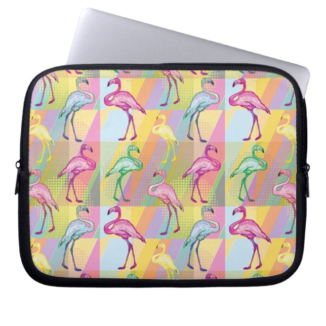 Flamingo-Parade Laptopschutzhülle (Vorderseite)