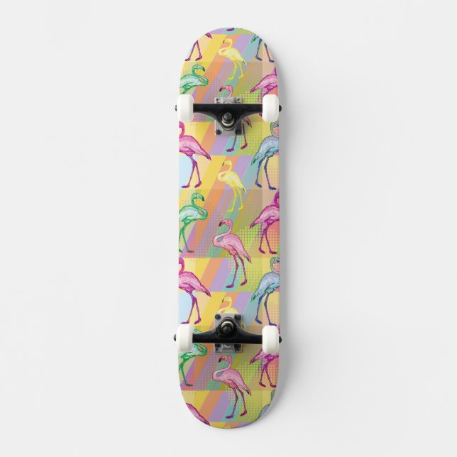 Flamingo-Parade Skateboard (Vorderseite)