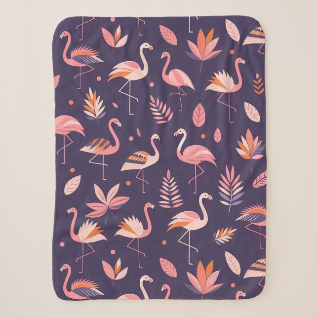 Flamingo Paradise Pattern Sherpadecke (Vorderseite)