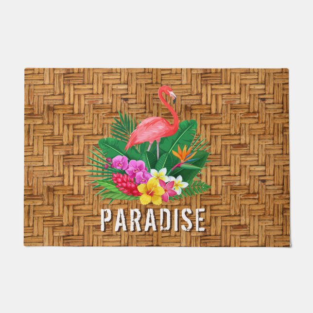 Flamingo Paradise Wicker Print Fußmatte (Vorderseite)