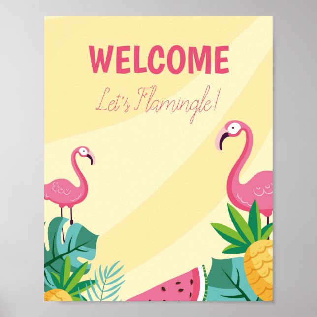 Flamingo Party - Begrüßungszeichen/Banner/Poster Poster (Vorne)
