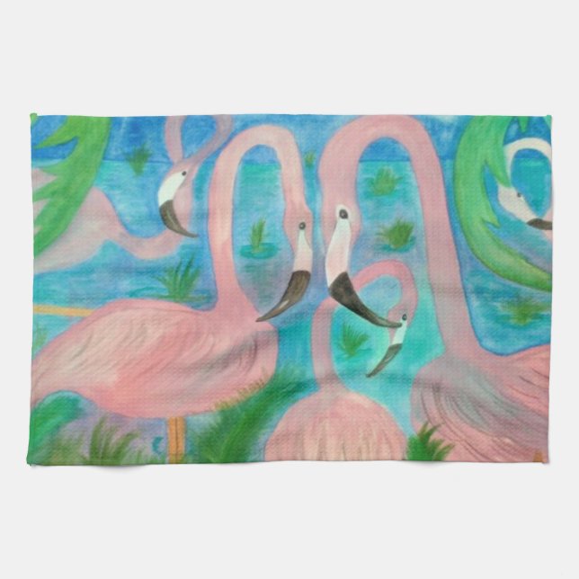 Flamingo Party Kunsttuch Küchentuch (Horizontal)