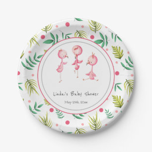 Flamingo Party Personalisiert Baby Dusche Pappteller