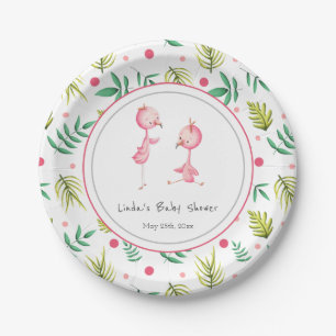 Flamingo Party Personalisiert Twins Baby Dusche Pappteller