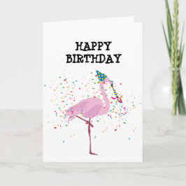 Flamingo Partying - Tiere bei der Geburtstagsparty Karte