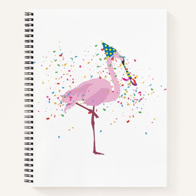 Flamingo Partying - Tiere mit Party Notizbuch (Vorderseite)