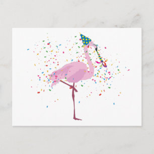 Flamingo Partying - Tiere mit Party Postkarte