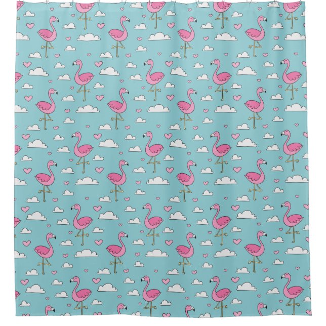 Flamingo Pattern Duschvorhang (Vorderseite)