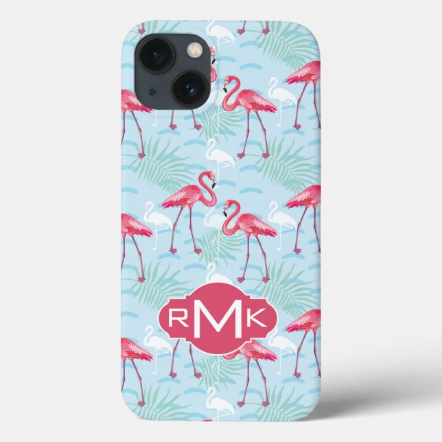Flamingo Pattern | Monogramm Case-Mate iPhone Hülle (Rückseite)