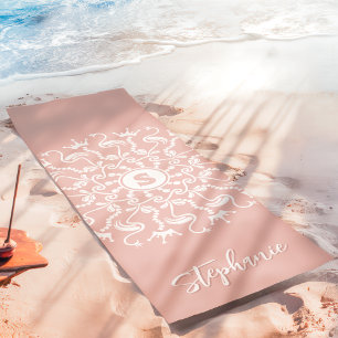 Flamingo Pearl Mandala Monogram Pink Beachy Yogamatte